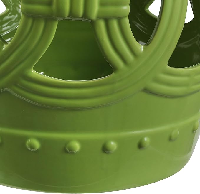 JONATHAN Y TBL1022H Lucky Coins 16" Chinese Ceramic Drum Indoor/Outdoor Garden Stool Bohemian, Coastal, Cottage, French Country, Traditional, for Living Room, Garden Room, Patio, Matte Green - Image 8