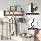 Coat Rack Wall Mount with Shelf, 24 Inch Coat Hanger Walls Mounted, Hat Rack - Image 3