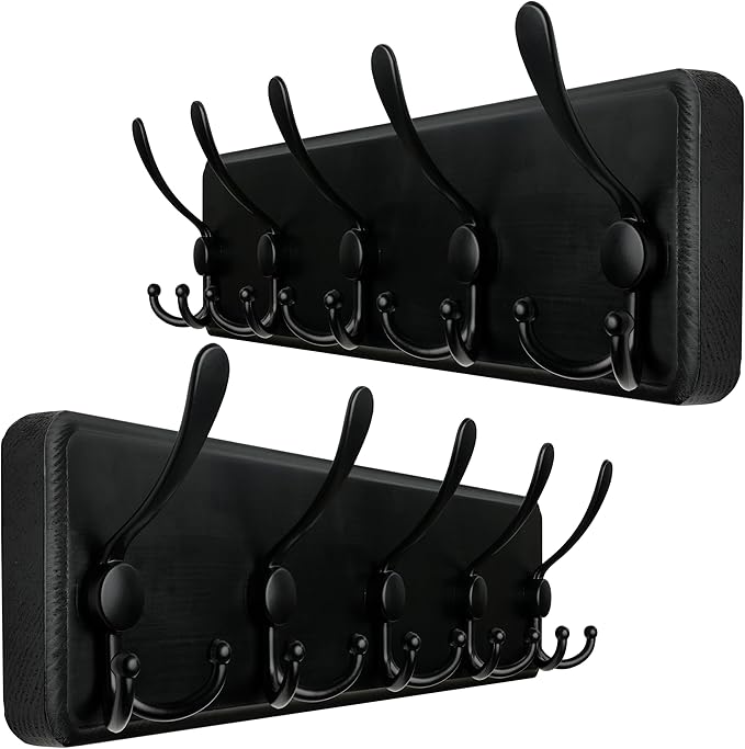 WEBI Rustic Coat Rack Wall Mount, Wood Coat Hooks Wall Mounted Coat Hanger by WEBI