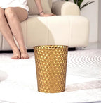 Small Metal Trash Can Wastebasket, Decorative Honeycomb Garbage Can Waste Basket - Image 3