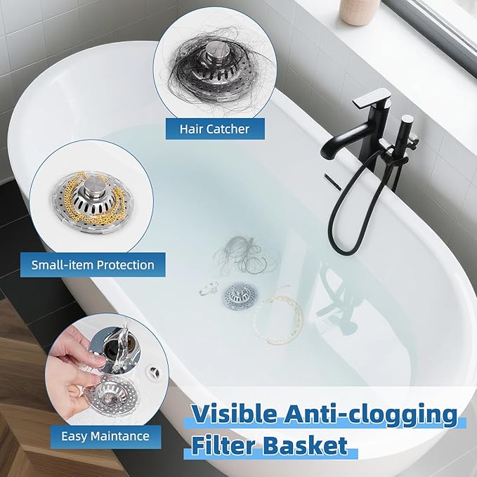 Universal Bathtub Drain Stopper Shower Drain Hair Catcher - Image 2