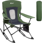 Portal Outdoor Rocking Chair Camping Folding Portable Rocker with Cup Holder Side Pocket Carry Bag, Support 350LBS (Mesh Green) by PORTAL