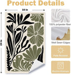 Abstract Green and Black Boho Floral Kitchen Towels Set of 2, 70s Retro Groovy - Image 6