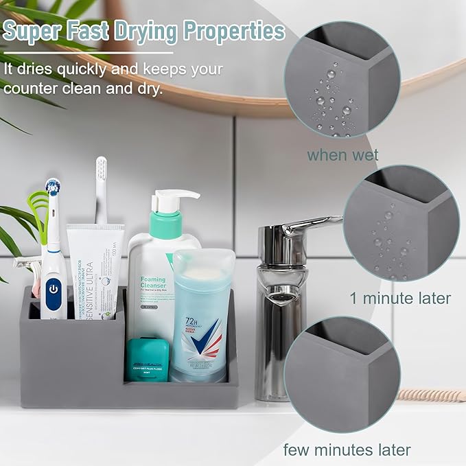 Diatomite Toothbrush Holders for Bathrooms, Quick Dry Electric Tooth Brush and - Image 3