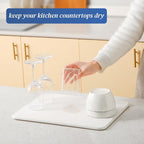 Quick Dry Stone Drying Mat for Kitchen Counter, Water-Absorbent Diatomaceous - Image 3