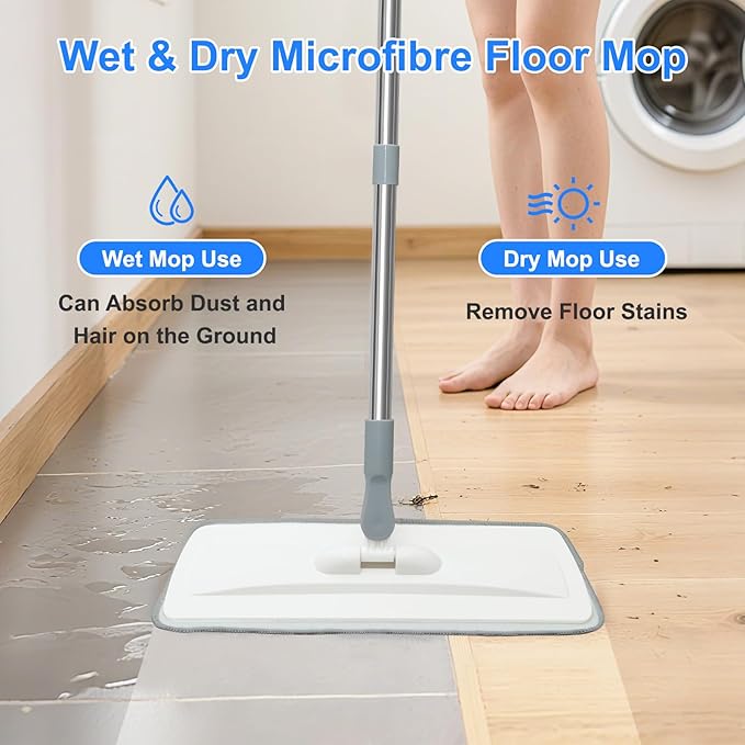 Microfiber Mop for Cleaning Floors, 55 Inch Extendable Flat Mop - Image 3