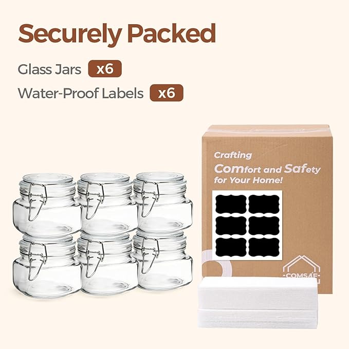 ComSaf 6 Pack 17 oz Glass Jars - Image 8