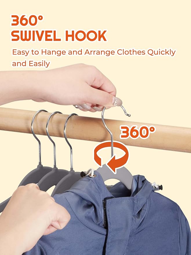 HOUSE DAY 14 Inch Kids Velvet Hangers 50 Pack, Durable Big Kid Hangers - Image 7
