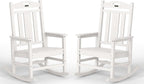 Ciokea Oversized Outdoor Rocking Chairs Set of 2, 380lbs Heavy-Duty Large Patio Rocker, High Back Cozy Porch Chairs, Weather Resistant Patio Rocking Chairs for Outside, Fire Pit, Deck, White by CIOKEA