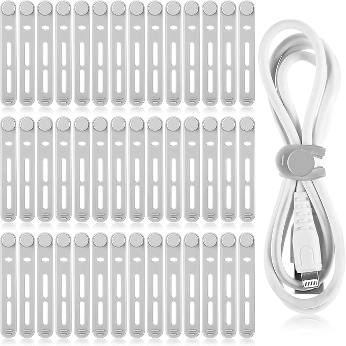 42 Pcs Silicone Cable Ties Reusable Cord Organizer Adjustable Data Cable Wraps by Tellegloww