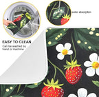 Strawberries White Flowers Dish Drying Mat - Image 2