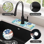 15" X 5.5" Kitchen Sink Splash Guard Faucet Mat Floral Super Absorbent Fast - Image 6