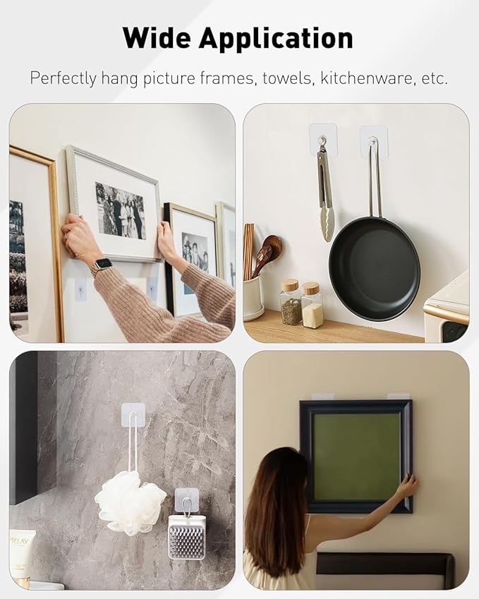 Uniclife 20 Pcs Self Adhesive Picture Hooks 40 lbs Load No Drill Screw Stickers - Image 9