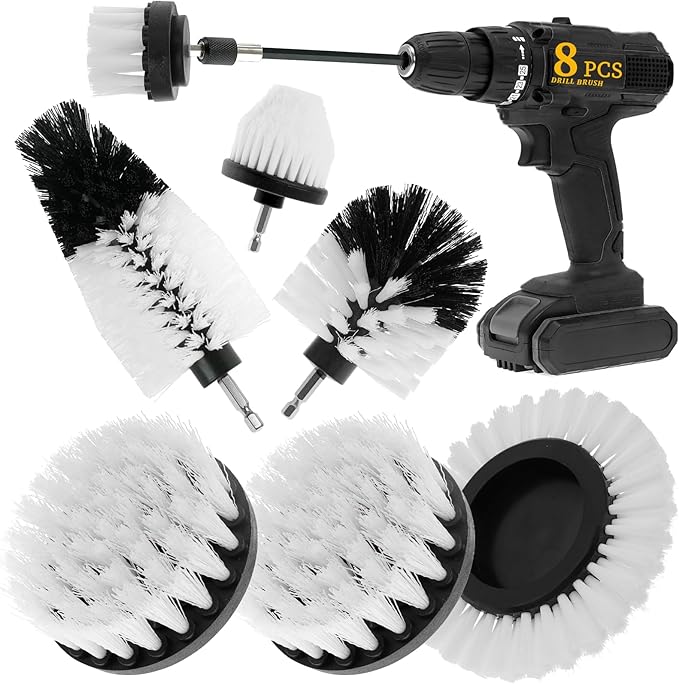 8 Pcs Drill Brush Attachment Set, Power Cleaning Scrub Brush Kit by ETOUPA