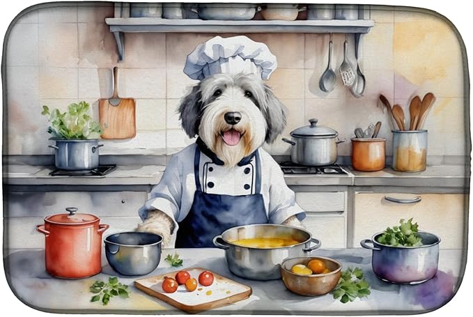 Caroline's Treasures DAC6294DDM Old English Sheepdog The Chef Dish Drying Mat by CarolinesTreasures