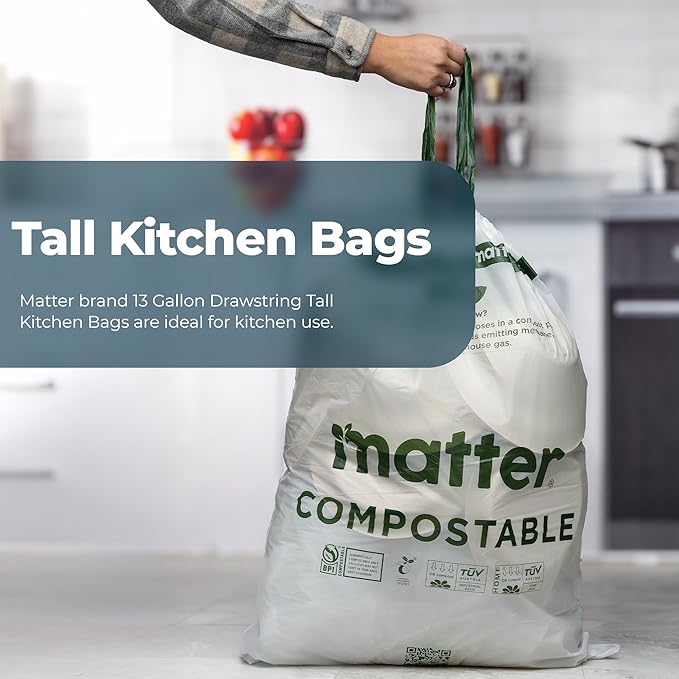 Matter Compostable 13 Gallon Tall Kitchen Trash Bags - Image 4