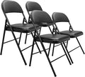 Amazon Basics Comfortable Vinyl-Padded Metal Steel Folding Chairs for Events, Easy to Fold and Store, Black, 4-Pack by AmazonBasics