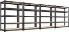 REIBII 2400LBS Storage Shelves 5 Tier Garage Shelving Heavy Duty Adjustable Garage Shelves, Utility Rack Shelf, Shelving Units for Storage Warehouse Pantry Closet, 35.5" W x 11.9" D x 72" H, 4 Pack by REIBII
