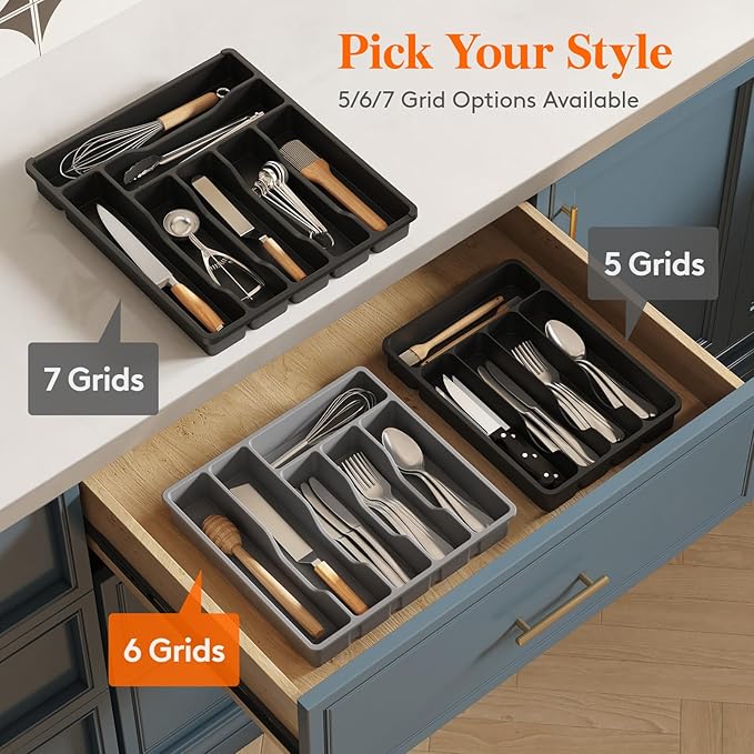 Lifewit Silverware Drawer Organizer Tray, Plastic Cutlery Storage - Image 9