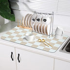 Coffee Mat Checkered Dish Drying Pad by Unknown