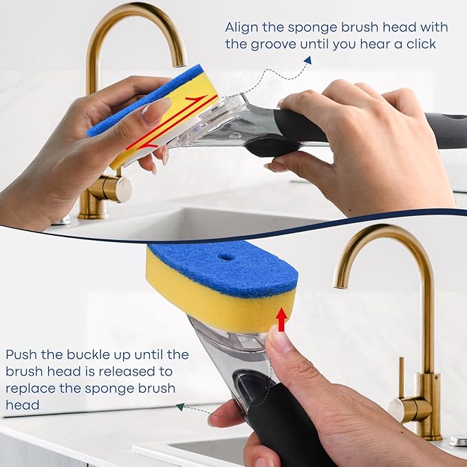 Sponge Brush Refills for OXO Dish Brush, 4 Pack Soap Dispensing Dish Refills - Image 7