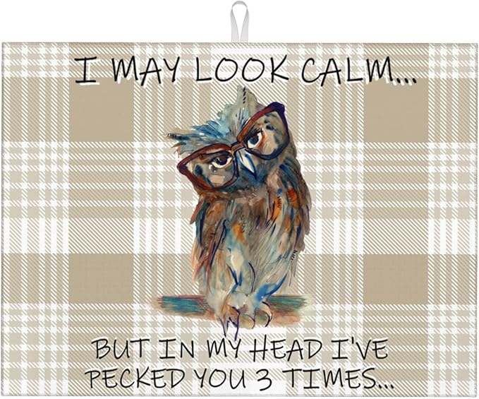 Kitchen Drying Mat Funny Owl Dish Drainer Mat by Unknown