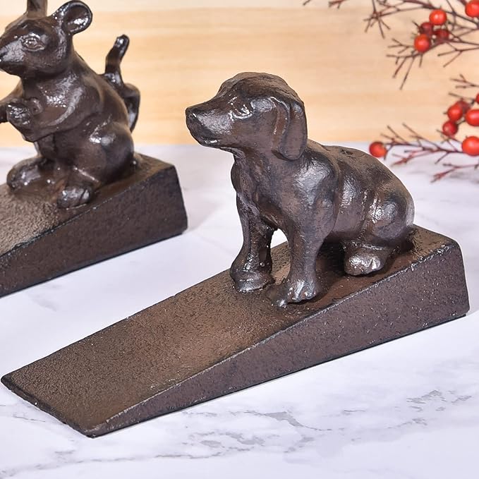 Sungmor Heavy Duty Cast Iron Dog Door Stops | Decorative Cute Animal Statue - Image 4