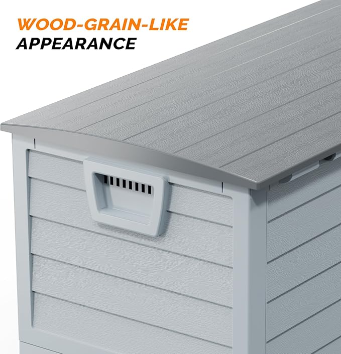 VINGLI 75 Gallon Collapsible Outdoor Storage Box, Simple-to-assemble Plastic Storage Containers with Lid, Patio Deck Box Furniture for Garden, Pool, Balcony, Yard (Grey) - Image 8