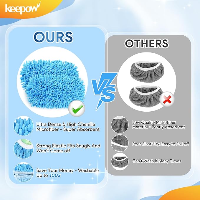 KEEPOW Reusable Microfiber Mop Pads Compatible - Image 2