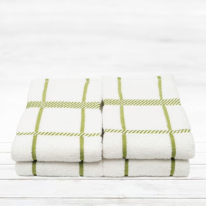 100% Cotton Terry Dish Towels, 4 Pack Checks, 16 x26 Inches, Super Soft and - Image 5