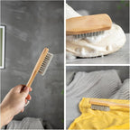 2PCS Wood Laundry Brush, Long Handle Clothing Stain Remover Scrubber, Soft - Image 7