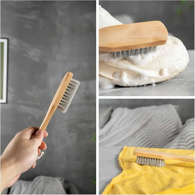 2PCS Wood Laundry Brush, Long Handle Clothing Stain Remover Scrubber, Soft - Image 7
