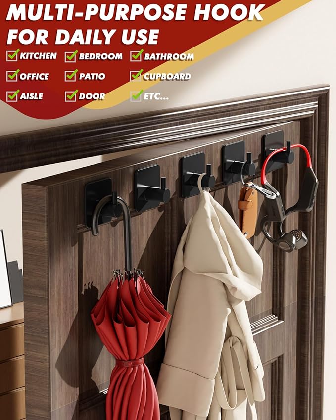 Auxmir Adhesive Hooks Heavy Duty 22lb Towel Hooks - Image 6