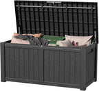 150 Gallon Waterproof Outdoor Storage Box,Resin Deck Box,Lockable Outside Storage Box Container for Patio Furniure,Garden,Tools (150 Gallon,Black) by MAIUSCOLI