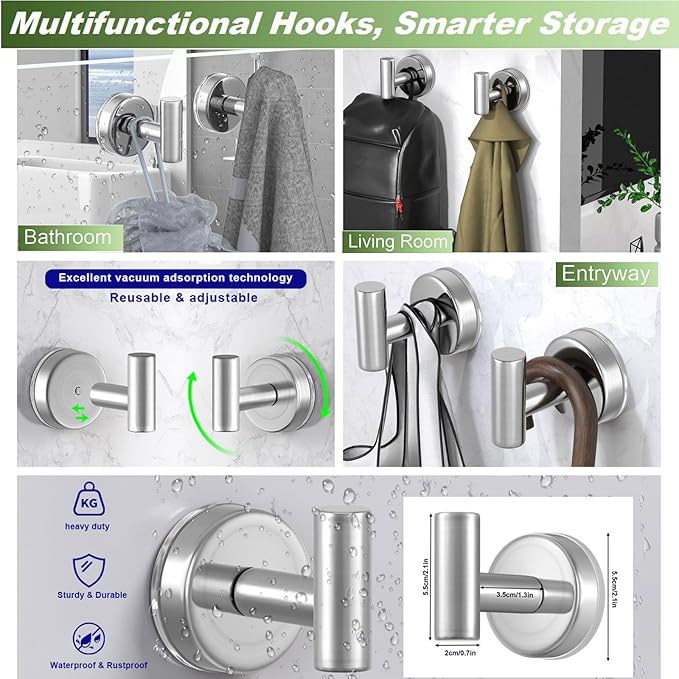 Suction Cup Hooks for Shower, Shower Hooks for Hanging Towels, Bath Balls - Image 6