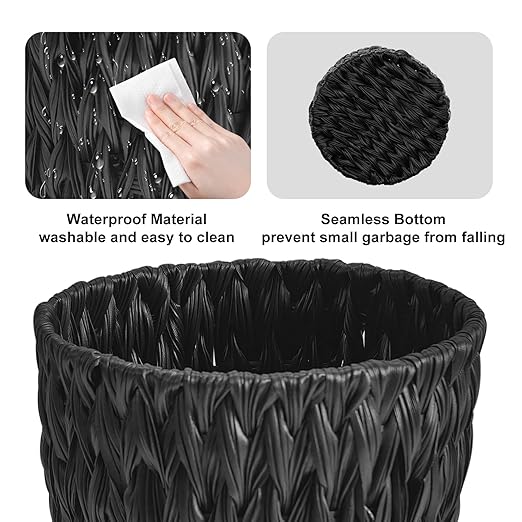 Wicker Trash Can, Small Trash Can, Handwoven Waterproof Wicker Trash Basket - Image 6