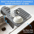 Silicone Dish Drying Mat for Kitchen Counter, Upgraded Extra Thick 1.1” - Image 2