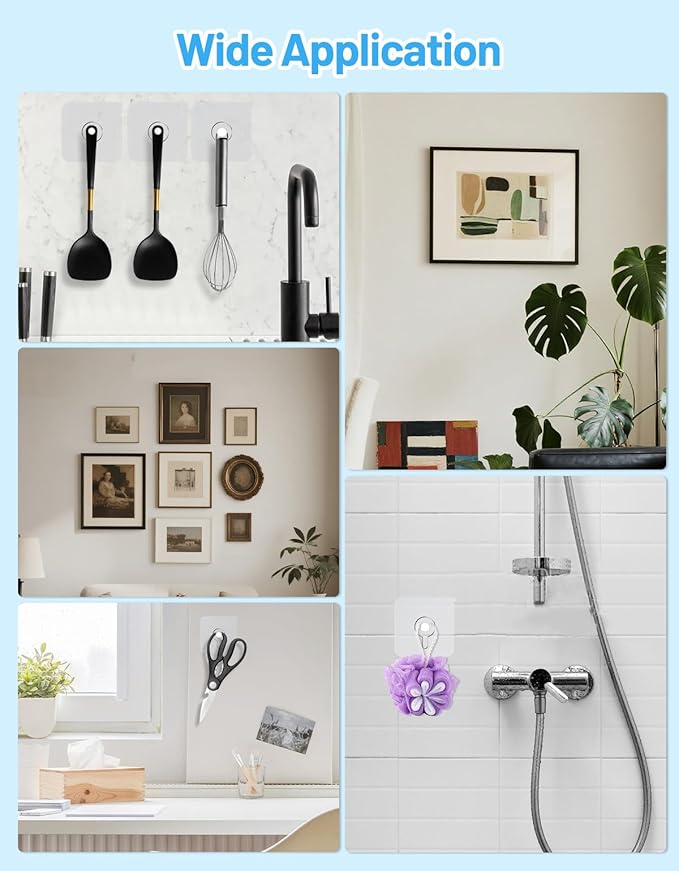 12 Pcs Picture Hangers without Nails, 20 Ibs Load Heavy Duty Self Picture - Image 7