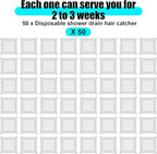 Chengu 50 Pcs 5.7 Inch Disposable Hair Catcher Shower Drain Stickers Square - Image 7