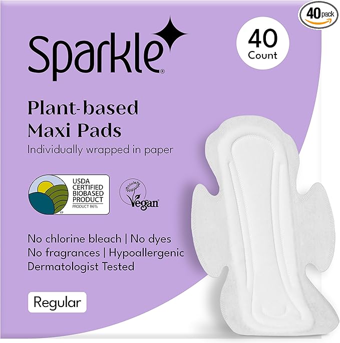 Sparkle Sanitary Pads for Women, Plant-Based Maxi Pads by Sparkle