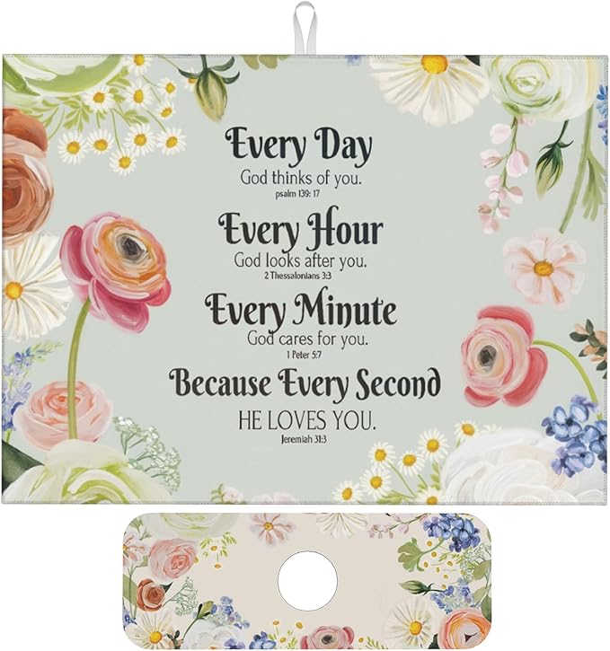 Vintage Country Watercolor Wildflowers Dish Drying Mat by Unknown