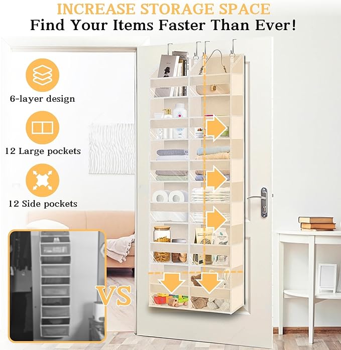 Ofiray-home Over the Door Organizer 6 Tiers, Extra Large Behind Door Storage of - Image 2