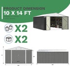 Patiowell 10x14 FT Outdoor Storage Shed, Large Metal Garden Shed with Lockable Door and Sloping Roof, Outside Steel Utility Tool Sheds for Backyard Lawn Garden Patio, Grey - Image 6