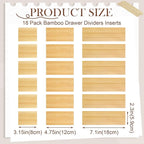 18 Pack Bamboo Drawer Dividers Inserts 3 Sizes Adjustable - Image 2