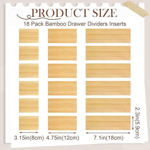 18 Pack Bamboo Drawer Dividers Inserts 3 Sizes Adjustable - Image 2