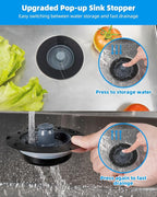 Hibbent 2 Pack 3 in 1 Kitchen Sink Drain Strainer and Stopper Combo, Stainless - Image 3