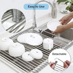 Searik Roll up Dish Drying Rack, Over The Sink Rolling Dish Drainer Rack - Image 4
