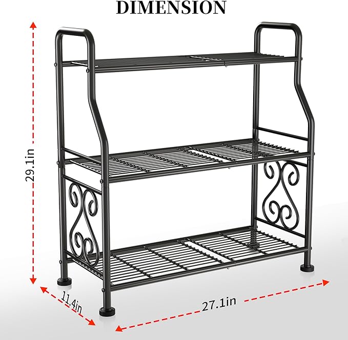 GIOTORENT Plant Stand Outdoor Indoor 3 Tier Metal Waterproof - 29.1" Plant Shelf for Patio, Balcony, Living Room, Large Capacity Tiered Plant Rack, Black - Image 3