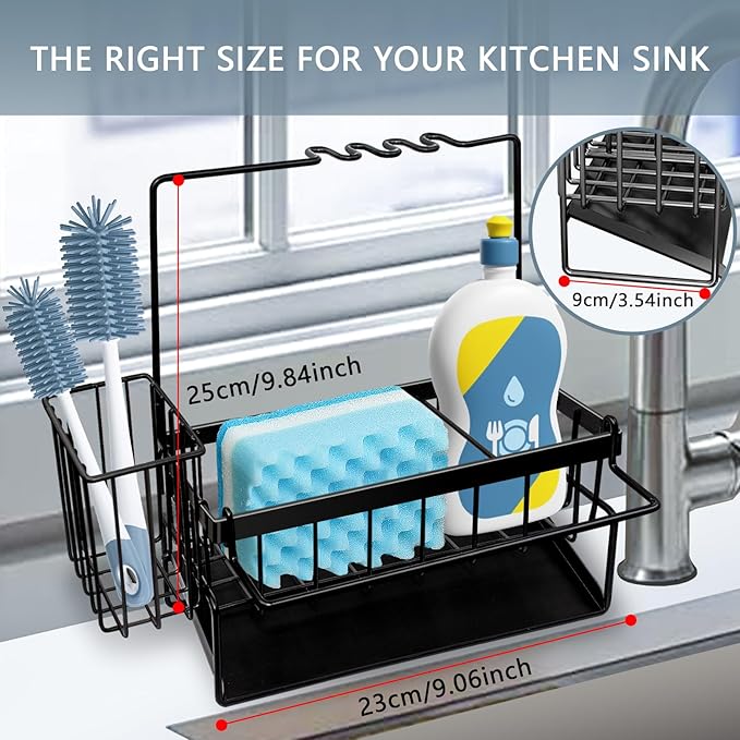 Yazoni Sponge Holder for Kitchen Sink, Rustproof Kitchen Sink Organizer - Image 2