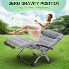 Suteck Oversized Zero Gravity Chair,33In XXL Lounge Chair w/Removable Cushion&Headrest, Reclining Camping Chair w/Upgraded Lock and Footrest, Reclining Patio Chairs Recliner for Indoor Outdoor,500LBS - Image 3